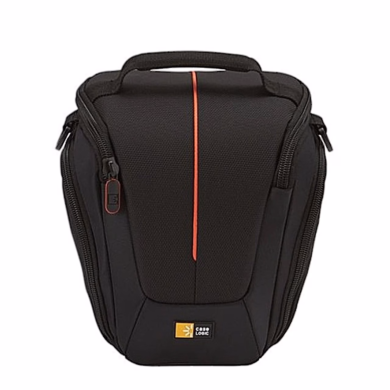 Case Logic DCB-306 kaamerakott eestvaates punase triibu ja logoga
