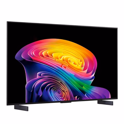 LG OLED42C61LA vasakult nurga alt, kaks lamedat jalga ekraani all