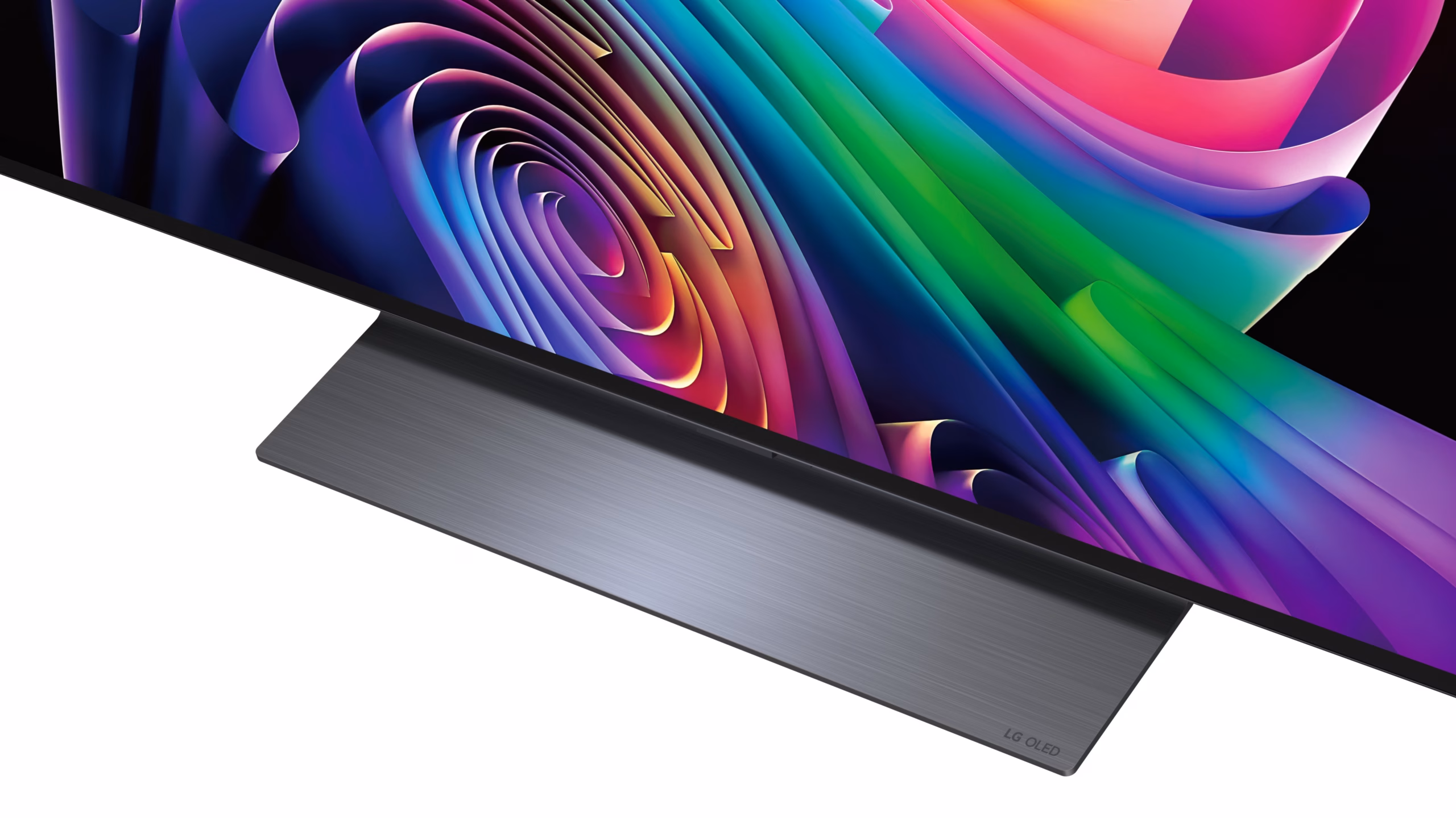 LG OLED55C61LA teleri lauajala ja ekraani alumise serva lähivaade