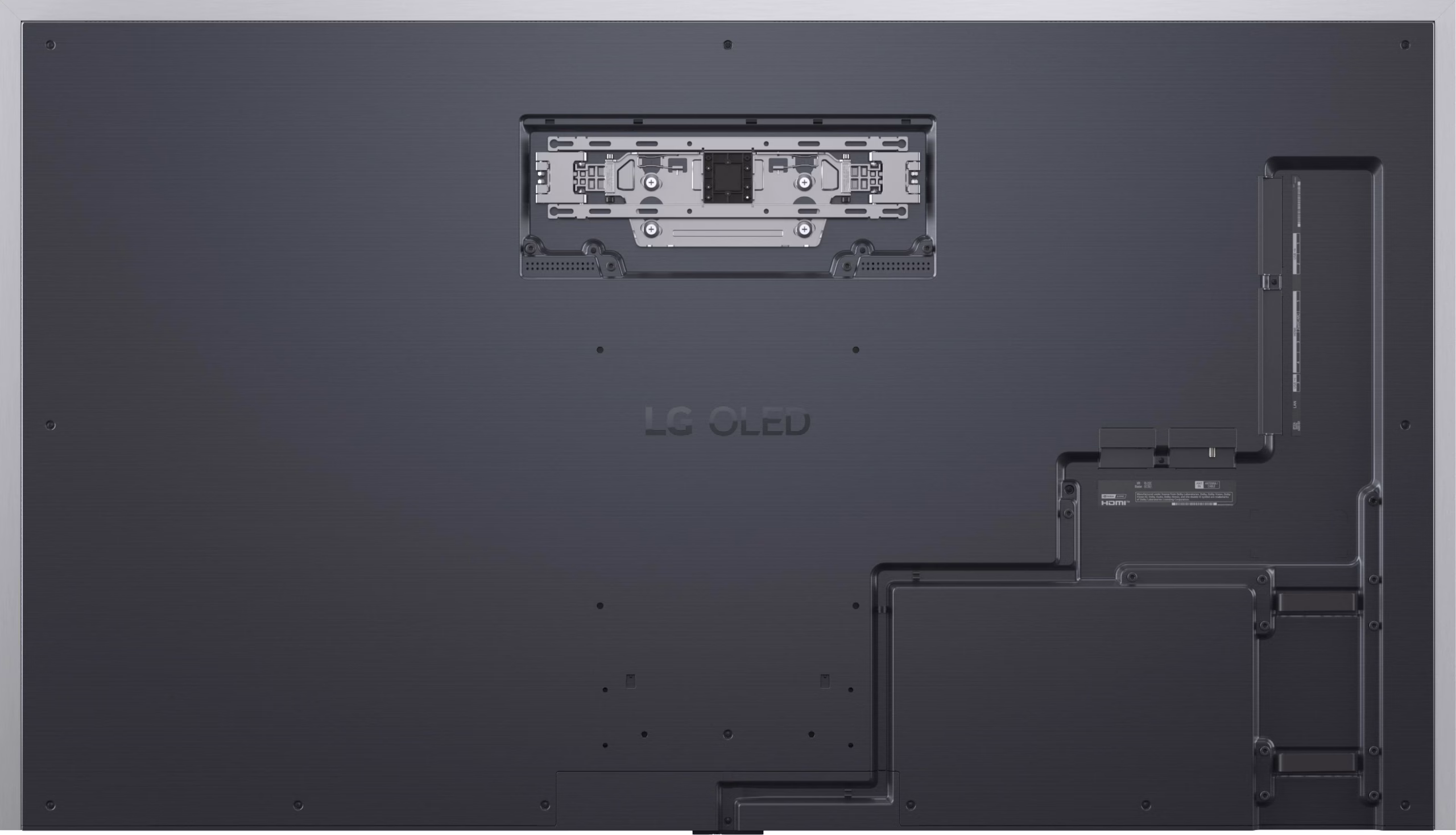 Teleri LG OLED77G61LW tagakülg seinakinnituse süvendiga