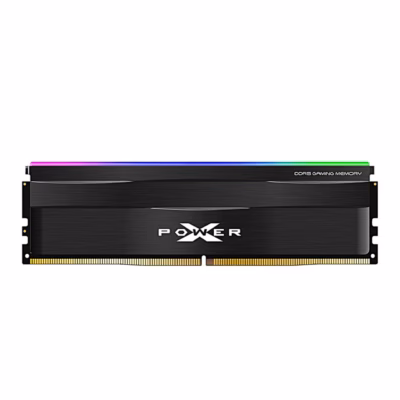Silicon Power XPOWER Zenith RGB DDR5 moodul eestvaates, ülaservas põlev RGB-valgustus