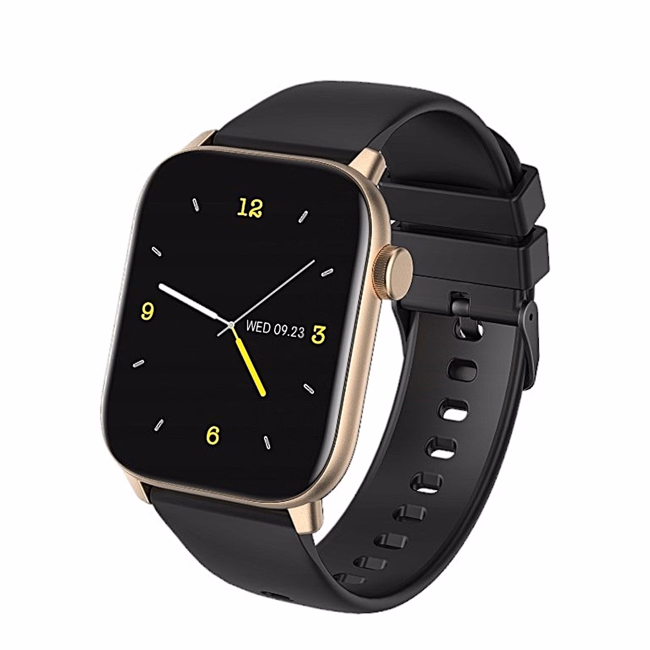 Kuldne nutikell Oromed ORO Smart Fit 6 musta rihmaga, ekraanil analoogkell
