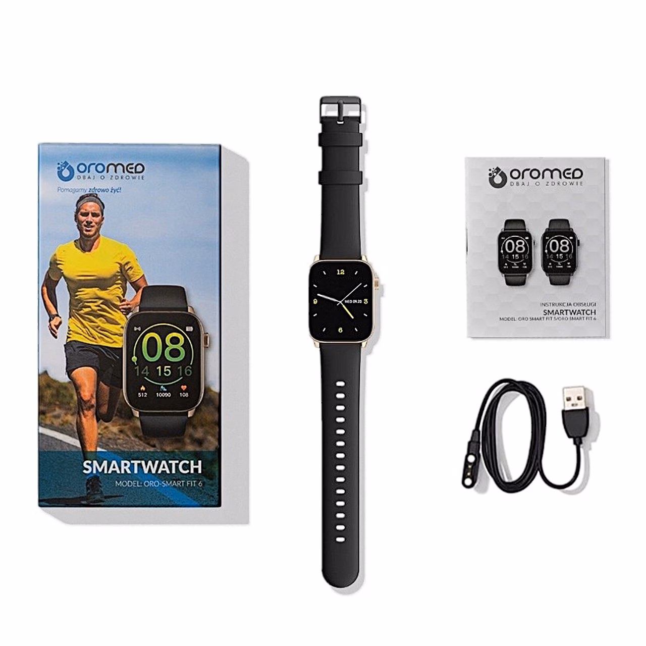Spordikell ORO Smart Fit 6 koos karbi, juhendi ja laadimiskaabliga