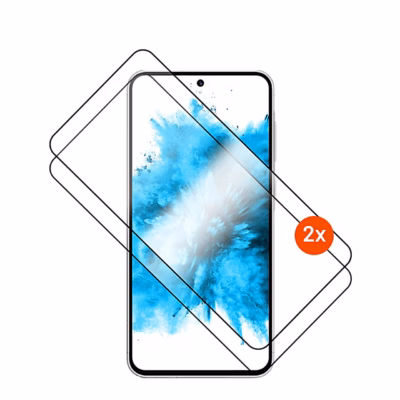 Kaks kaitseklaasi FIXED Full Cover musta raamiga Samsung Galaxy A57 5G ekraani kohal