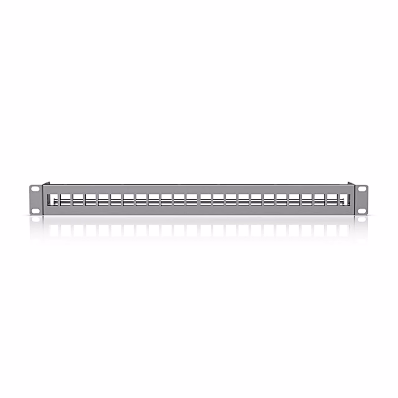Ubiquiti UACC-Rack-Panel-Patch-Blank-24 paneel kaablikorraldusribaga ülalt eestvaates
