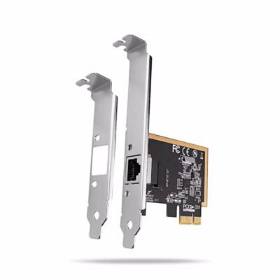 PCIe-võrgukaart AXAGON PCEE-GRF, kõrval standardne ja madala profiiliga kinnitusplaat