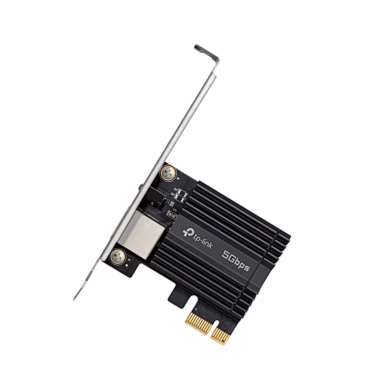 PCIe-võrgukaart TP-Link TX301 musta jahutusradiaatori ja standardse kinnitusplaadiga