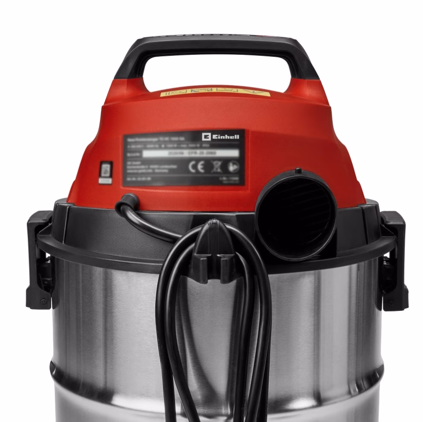 Einhell TC-VC 3055 SA tolmuimeja tagantvaade juhtmehoidiku ja puhumisliitmikuga