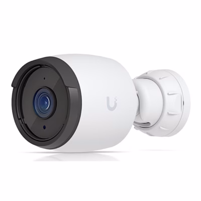 Valge PoE-valvekaamera Ubiquiti G6 Bullet eestvaates koos kinnitusjalaga
