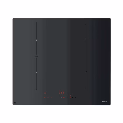 60 cm induktsioonpliidiplaat 4 tsooniga Elica Ratio Connex 604 Plus Raw, integreeritav tööpinda, 7200 W, Slider-puutetajuhtimine, 1x Bridge-tsoon, raamita matt must klaas, õhupuhasti juhtimine