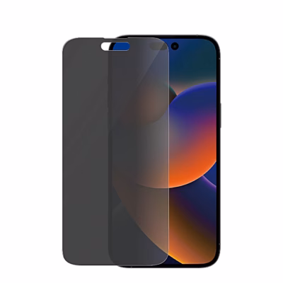 Privaatsusfiltriga kaitseklaas PanzerGlass iPhone 14 Pro Max ekraani ees eestvaates