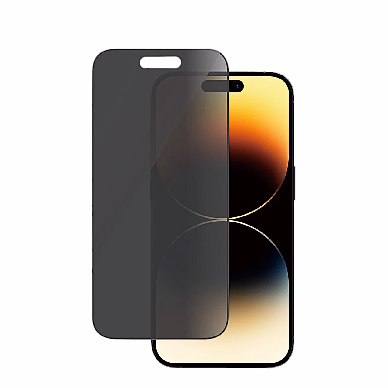 Kaitseklaas osaliselt iPhone 14 Pro ekraani peal, filter tumendab ekraani