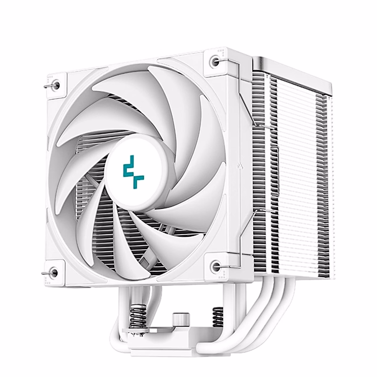 Valge protsessori õhkjahuti DeepCool AK500 WH, vaade nurga alt eest
