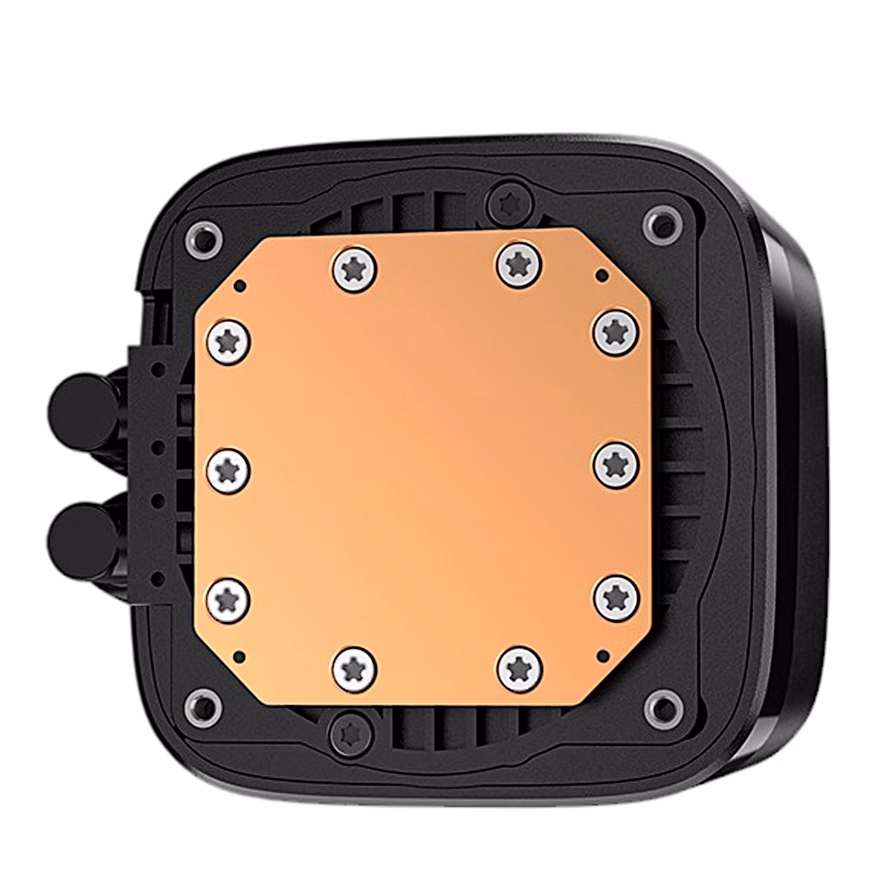 DeepCool LD360 pumbaploki vasest jahutusplaat altpoolt vaadatuna