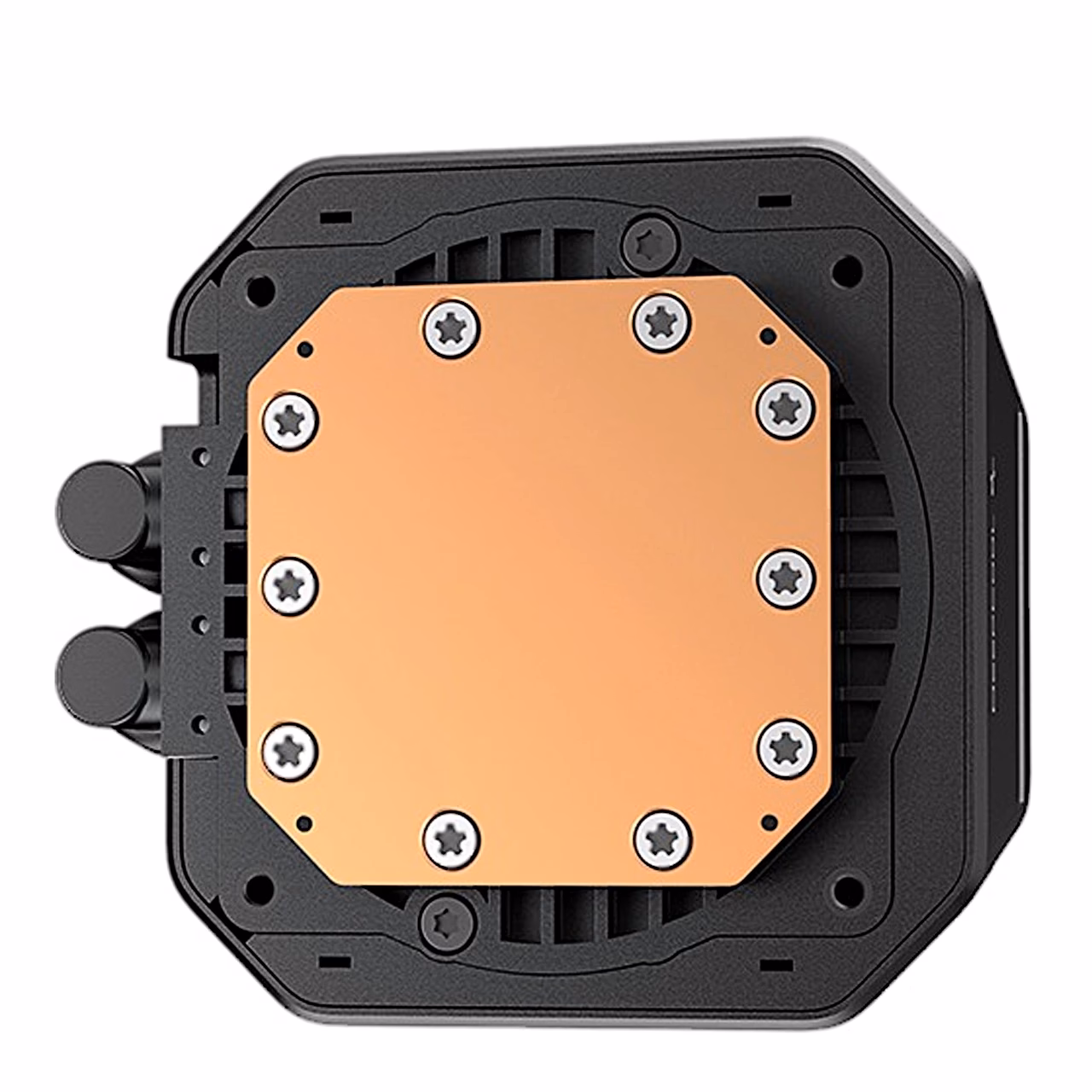 DeepCool LM240 pumbaploki vasest jahutusplaat altpoolt vaadatuna
