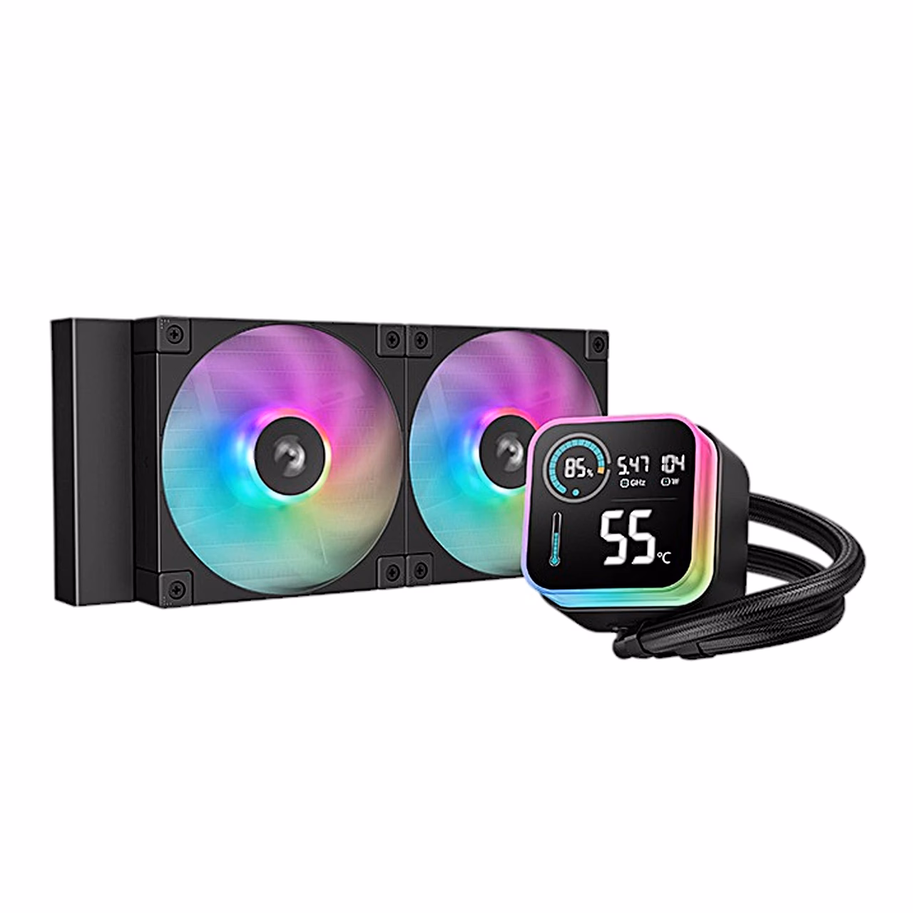 Must protsessori vesijahutus DeepCool LQ240, radiaatoril kaks ARGB-ventilaatorit