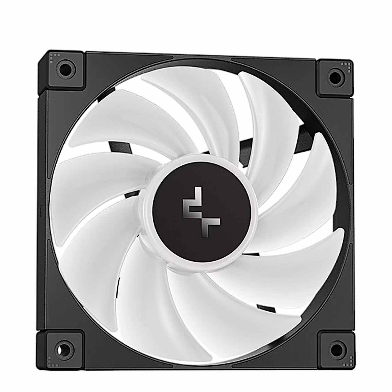 DeepCool LQ240 FD12 ARGB-ventilaator musta raami ja valge tiivikuga