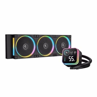 DeepCool LQ360 ULTRA ARGB vesijahutus, kolm valgustatud ventilaatorit ja pumbaploki ekraan