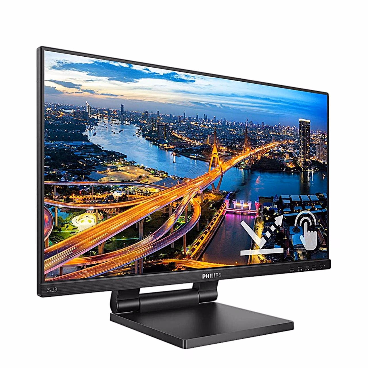Philips 222B1TC paremalt nurga alt, ekraan tahapoole kallutatud