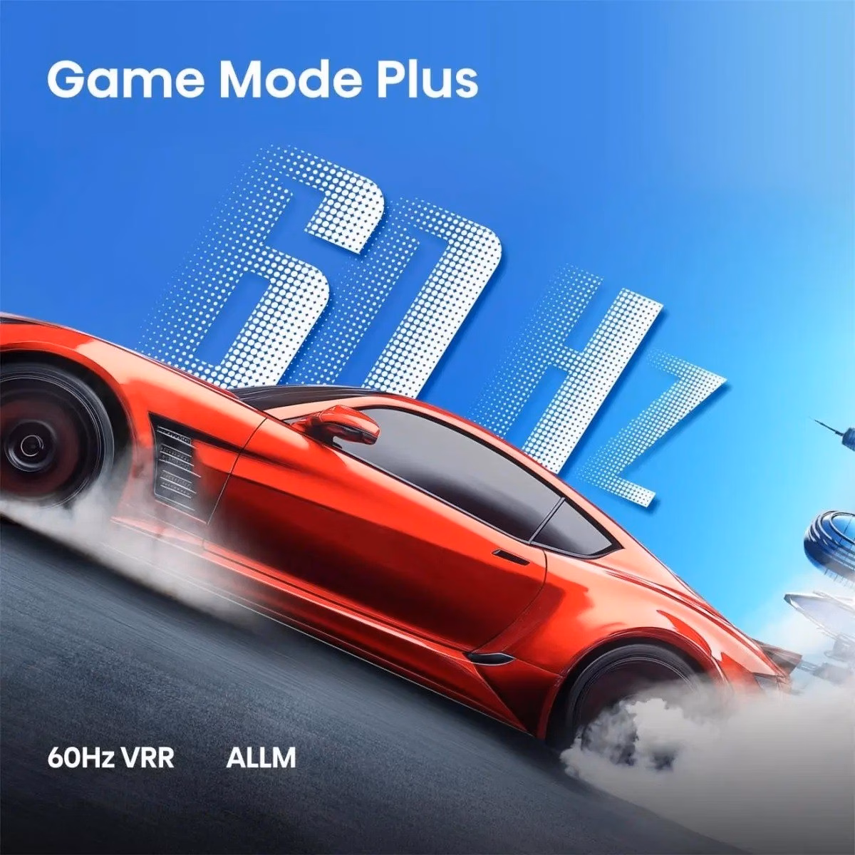 Game Mode Plus 60 Hz VRR ja ALLM võidusõiduauto kujutisega
