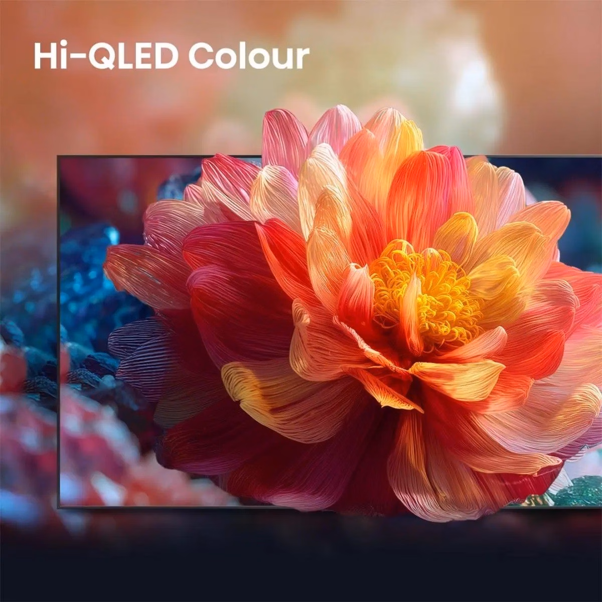 Hi-QLED Colour värvinäide lillega Hisense teleri ekraanil