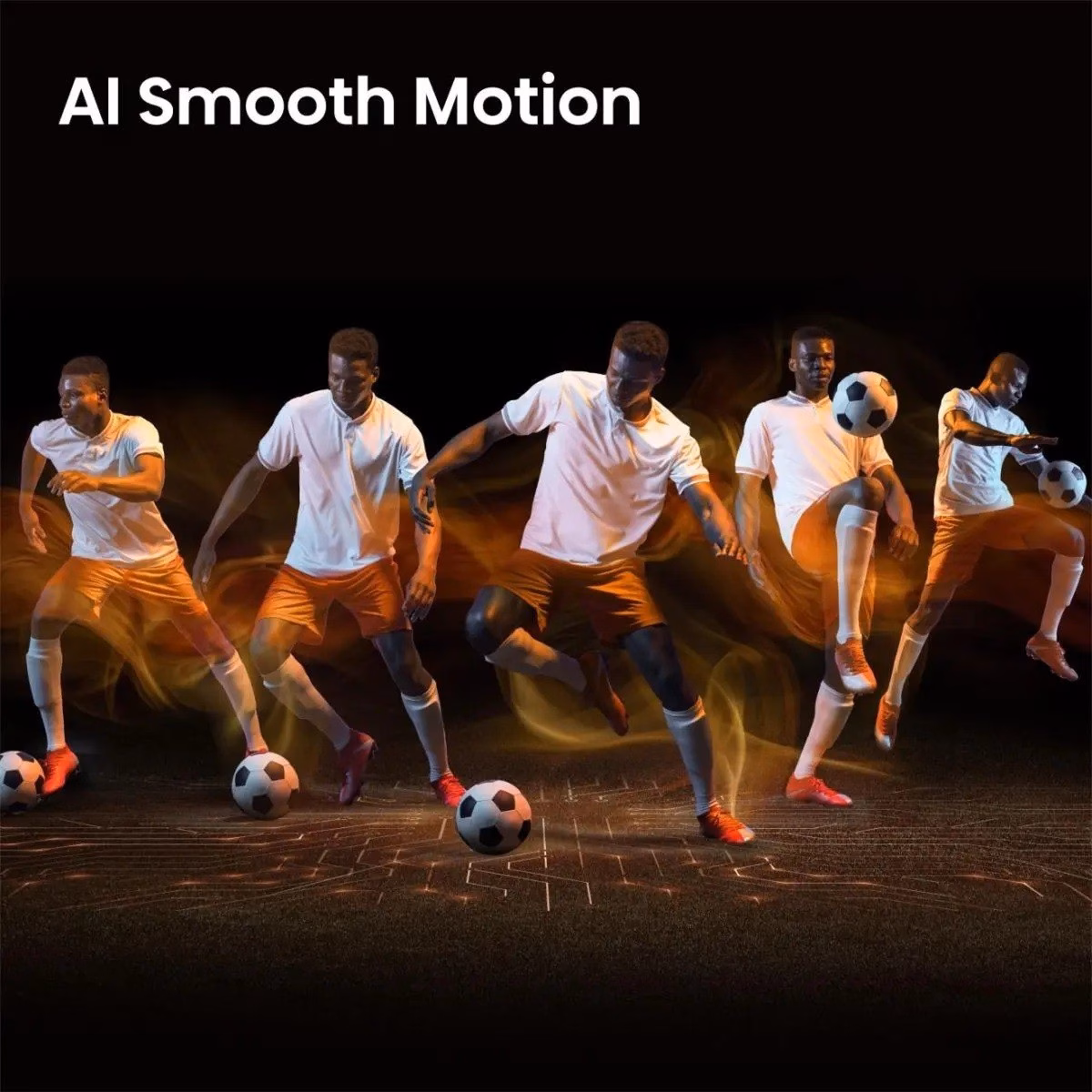 AI Smooth Motion näide jalgpalluritega Hisense teleri ekraanil