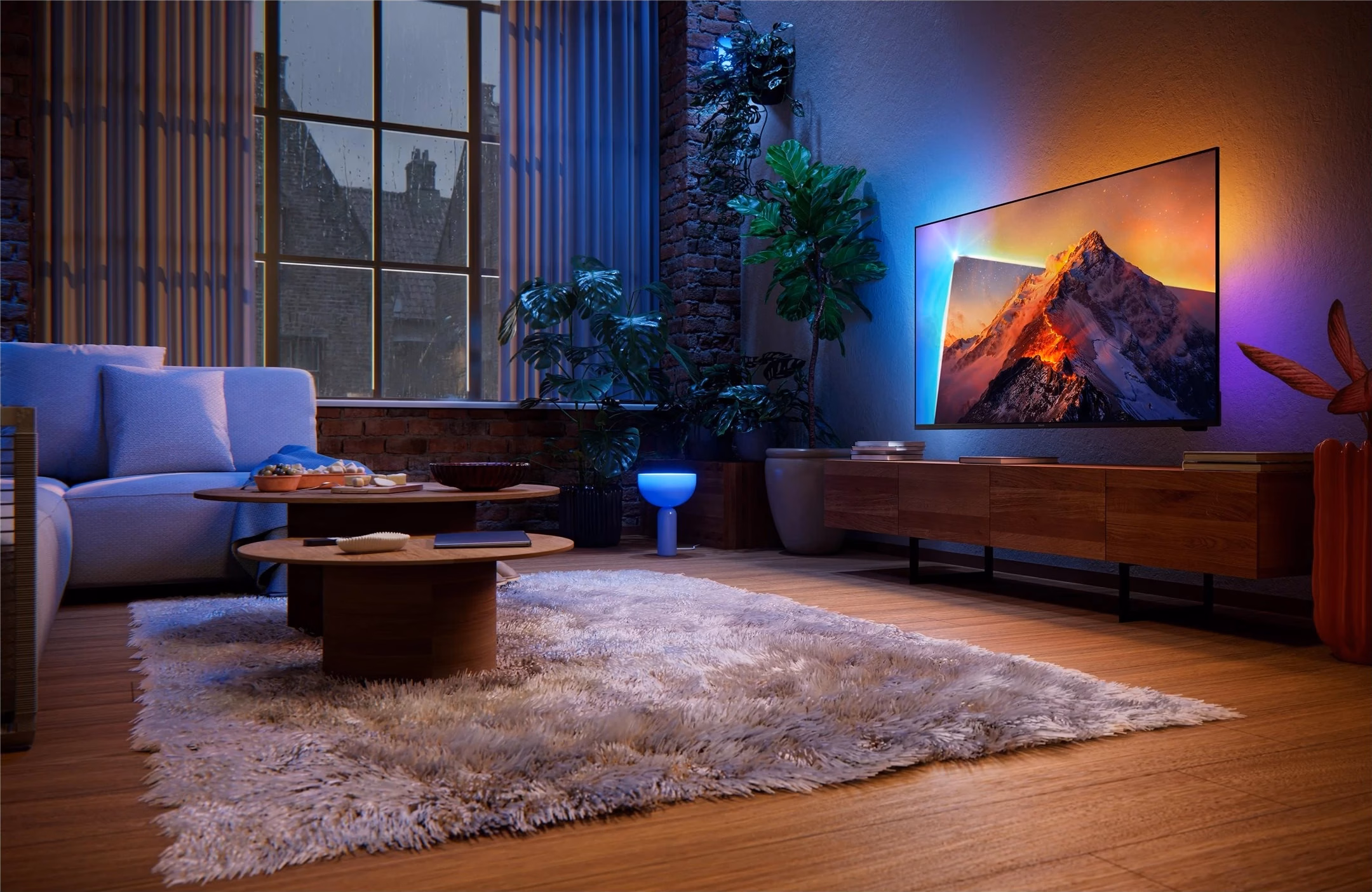 4K teler Philips 43PQS8611/12 elutoas, Ambilight valgustab seina