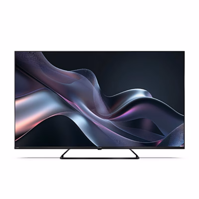 Sharp 55HP6265E QLED-teleri esikülg hõbedase lainelise taustapildiga