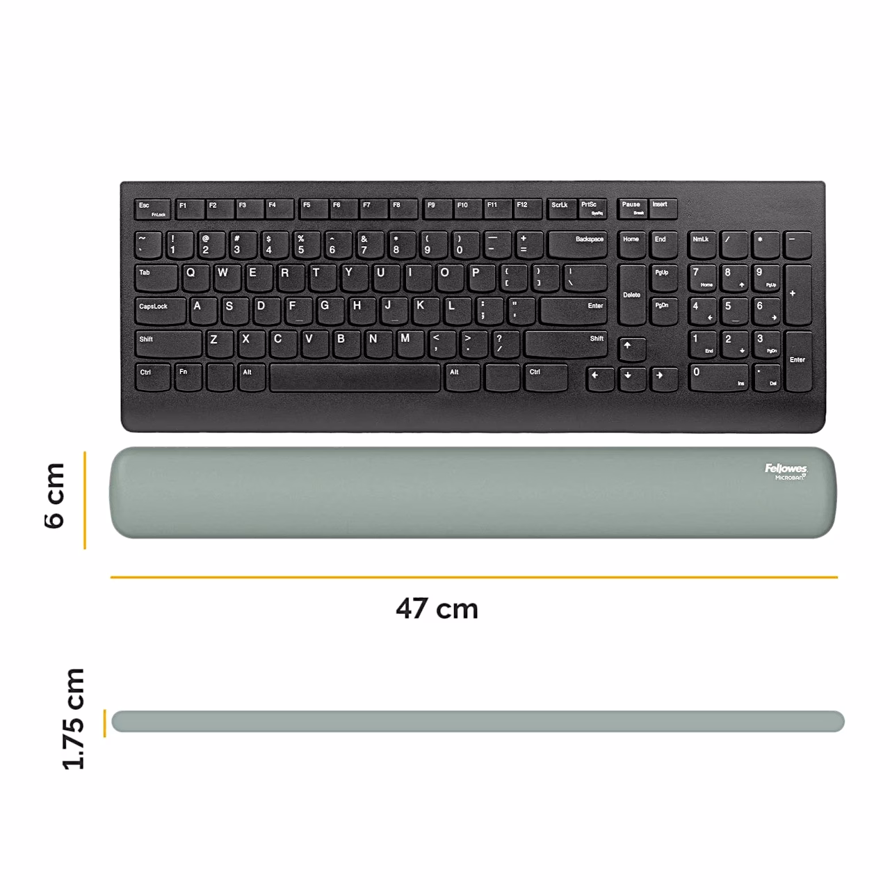 Fellowes Breyta randmetoe mõõtjoonis: pikkus 470 mm, sügavus 60 mm, kõrgus 17,5 mm