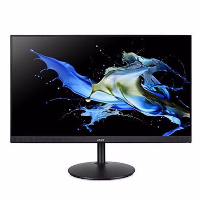 Must arvutimonitor Acer CB242Y P6 eestvaates ümara jalaga alusel