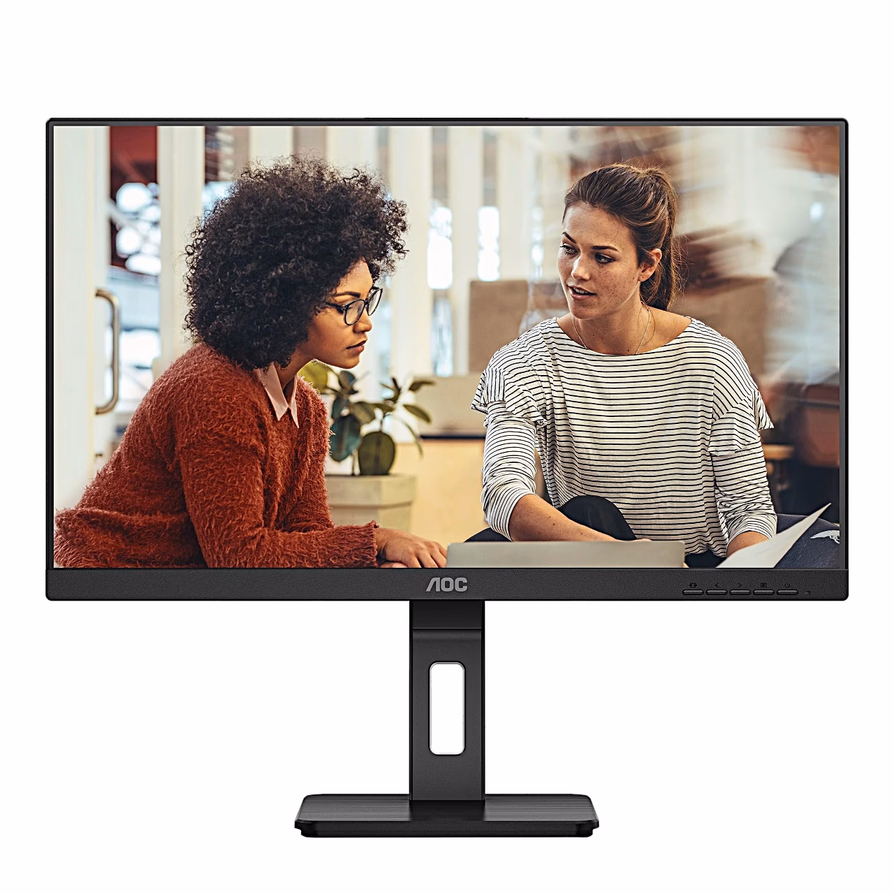 AOC Q27E3UMF arvutimonitor eestvaates reguleeritava kõrgusega jalal
