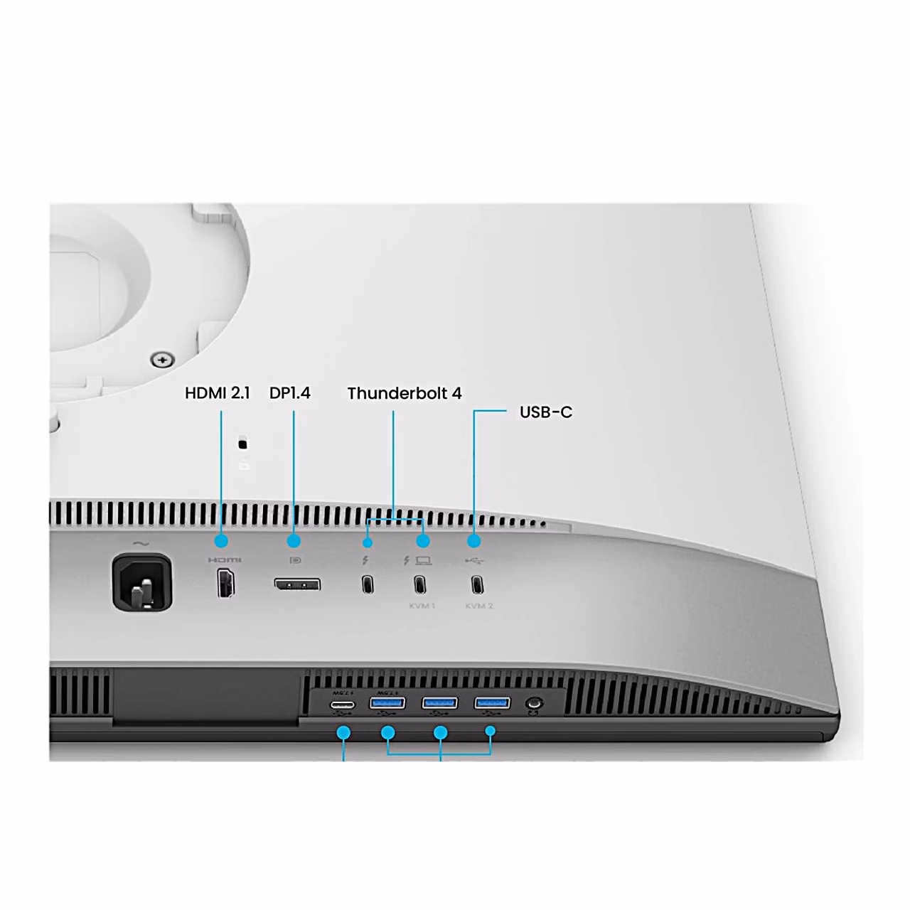 BenQ PD2730S pordid: HDMI 2.1, DisplayPort 1.4, Thunderbolt 4 ja USB-C