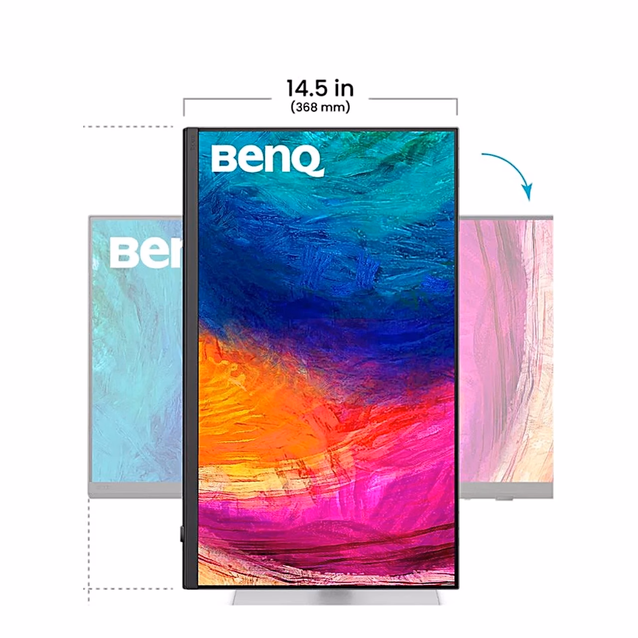 Monitor BenQ PD2730S püstasendis, laius 368 mm
