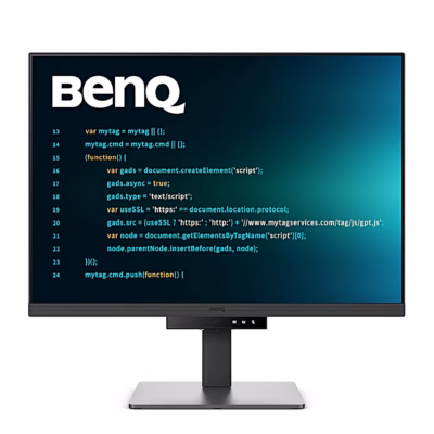Arvutimonitor BenQ RD280U eestvaates, ekraanil programmikood