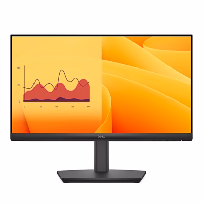 Dell E2225HSM arvutimonitor eestvaates, ekraanil oranž graafikuga töölaud
