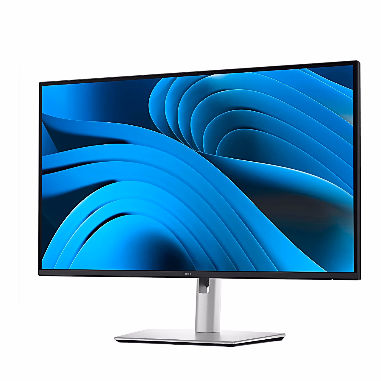 Dell P2725DE monitor paremalt eestvaates tõstetud ekraaniga