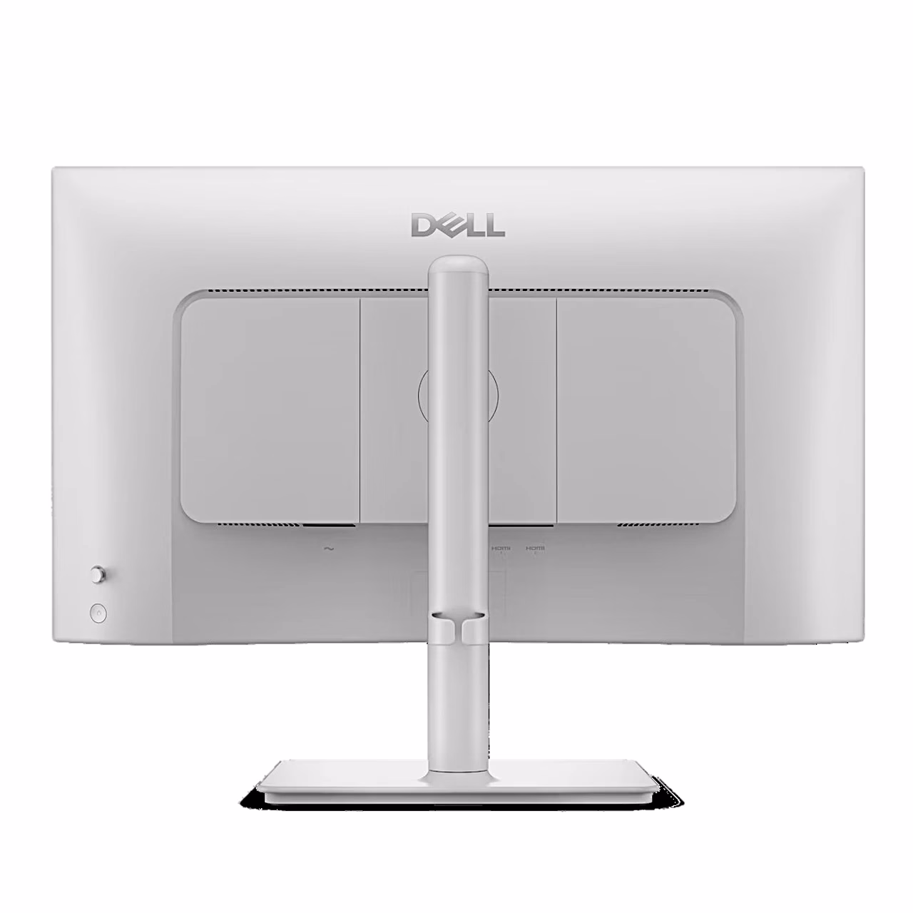 Dell S2425HSM monitori valge tagakülg ja jala post, vaade nurga alt