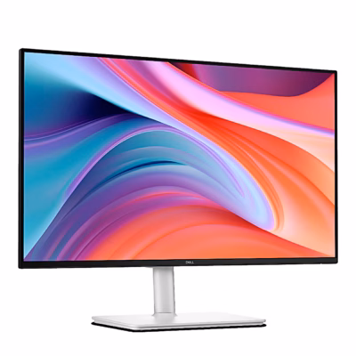 Valge arvutimonitor Dell S2725HSM, vaade eest ja vasakult