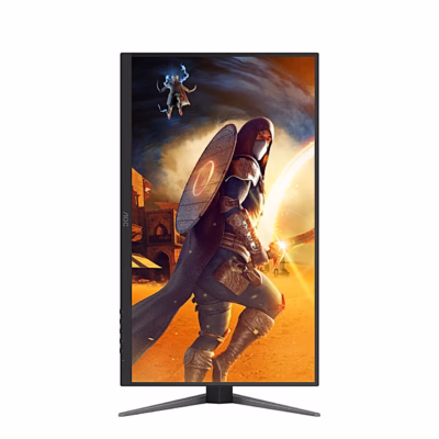 Monitor AOC U27G4XM püstasendisse keeratud ekraaniga, eestvaade