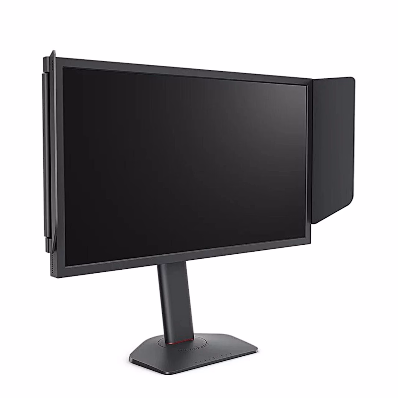 BenQ ZOWIE XL2540X+ mängurimonitor vasakult eest, küljel tumehall varjuklapp