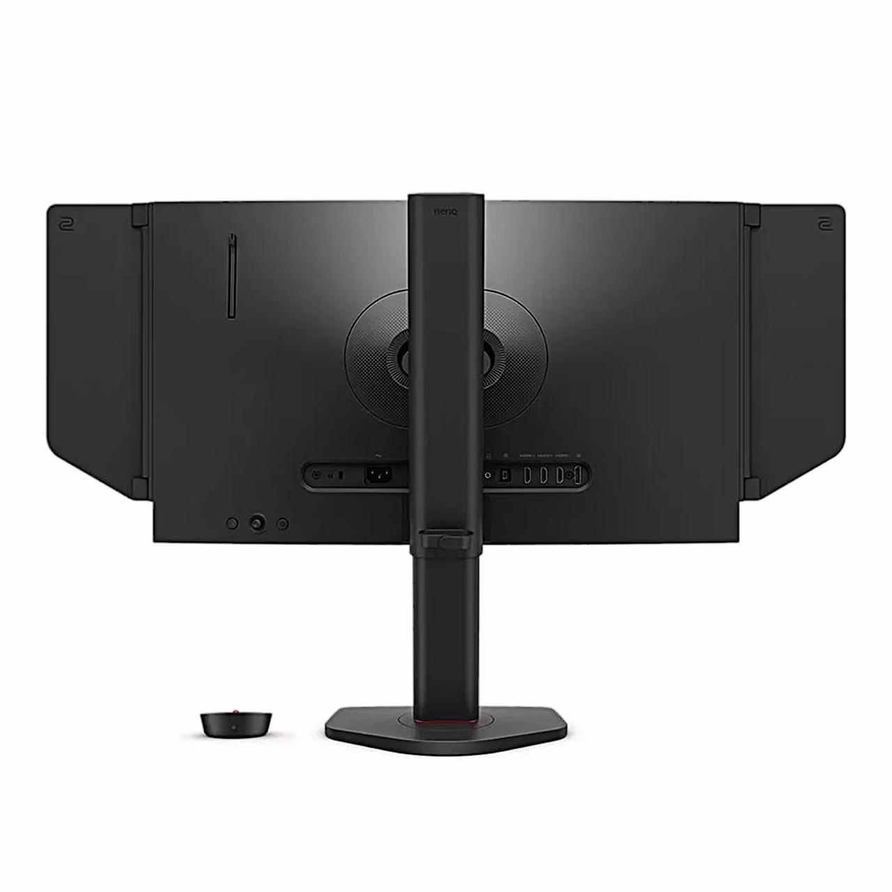 BenQ ZOWIE XL2540X+ monitori tagakülg otse tagant, ühenduspordid ja alusepost