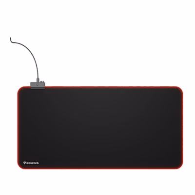 Must hiirematt Genesis Boron 500 XXL RGB punase servavalgusega ülaltvaates
