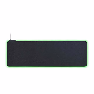RGB-valgustusega hiirematt Razer Goliathus Chroma Extended ülaltvaates rohelise servavalgusega