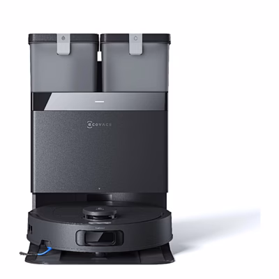 Robottolmuimeja Ecovacs DEEBOT T30e OMNI mustas OMNI-jaamas, eestvaade