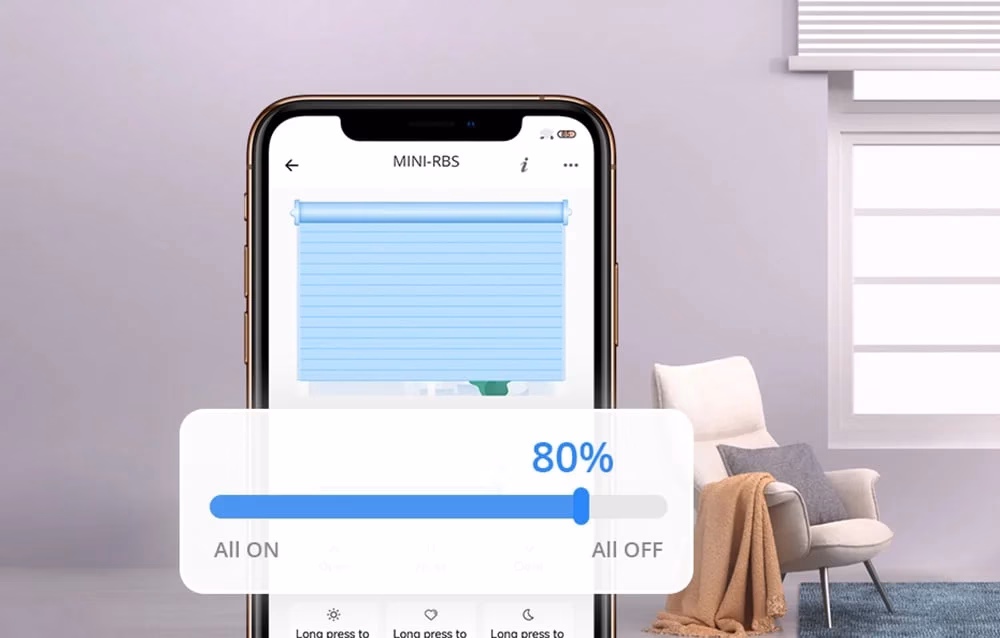 Nutitelefon ruloode juhtimise rakendusega, liugur 80 protsendil
