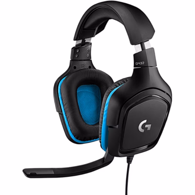 Mänguri peakomplekt Logitech G432 eest ja küljelt, mikrofonivars all