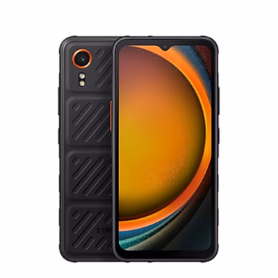 Must vastupidav nutitelefon Samsung Galaxy XCover7 eest ja tagant, oranž kaameraraam