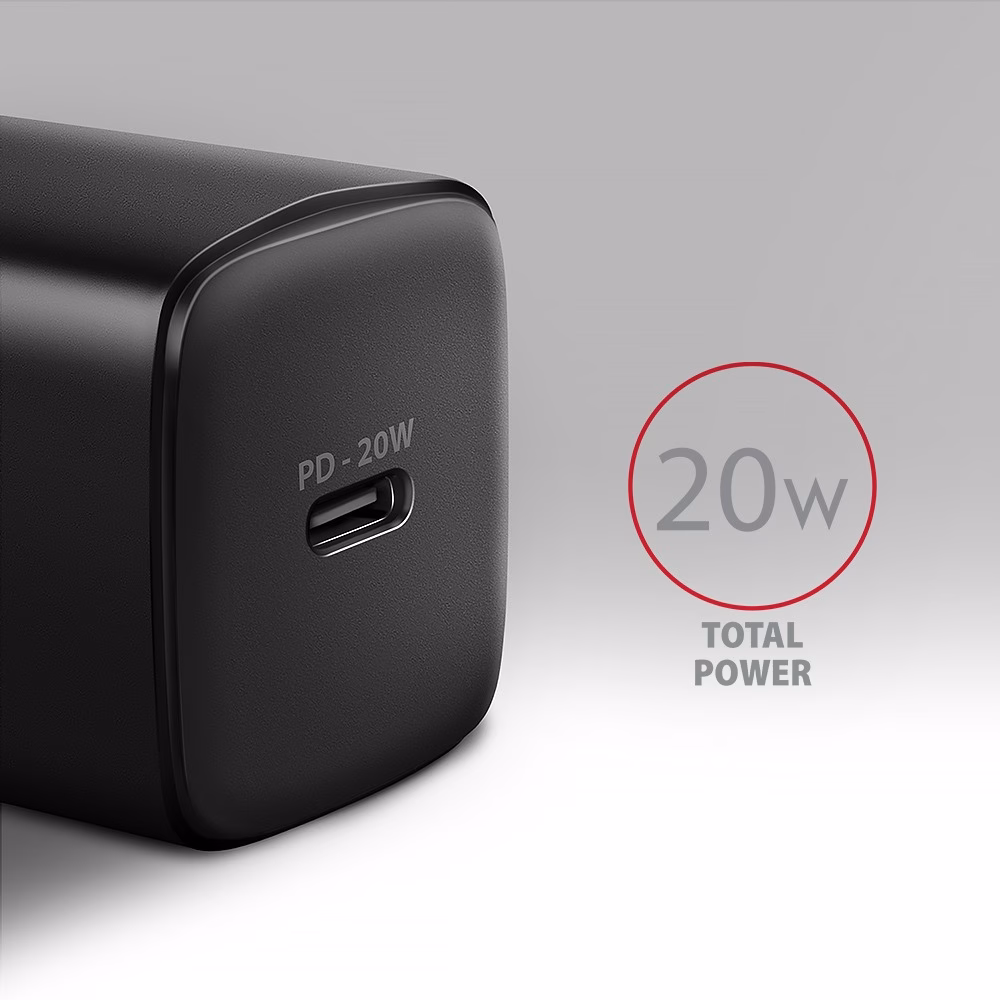 Seinalaadija ACU-PD20 USB-C-pordi lähivaade, koguvõimsus 20 W