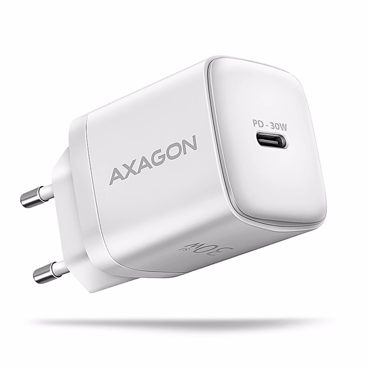 Valge AXAGON ACU-PD30W seinalaadija ühe USB-C-pordi ja europistikuga