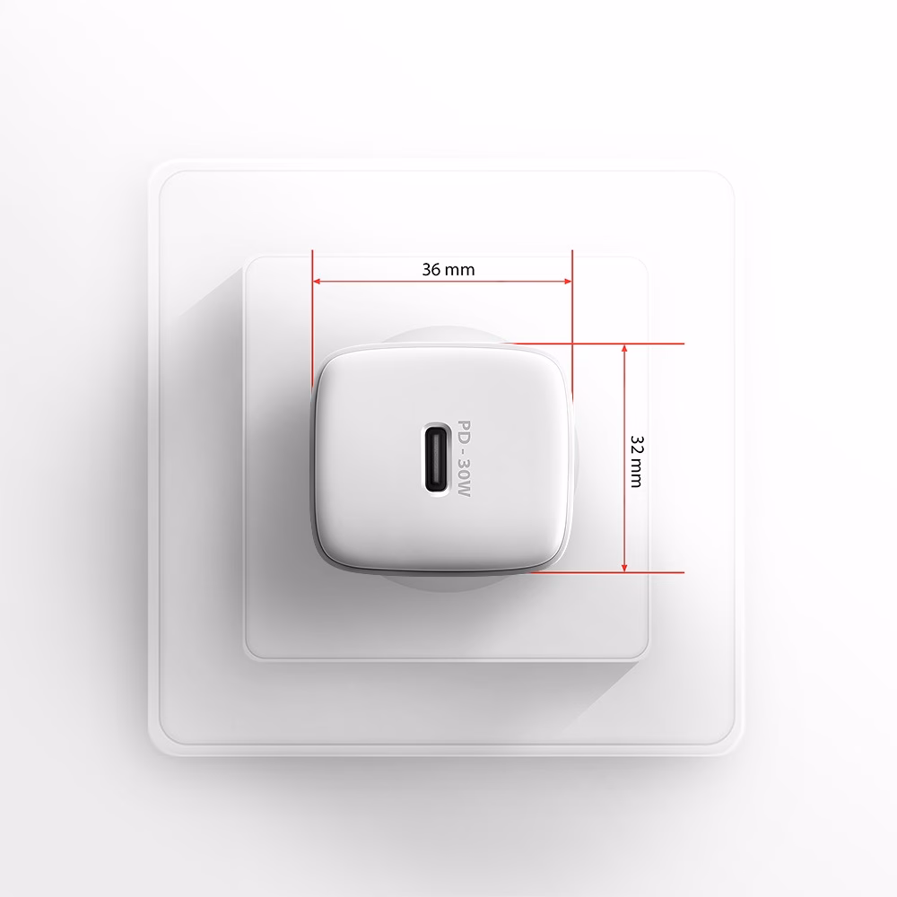AXAGON ACU-PD30W seinapistikupesas, esikülje mõõdud 36 × 32 mm